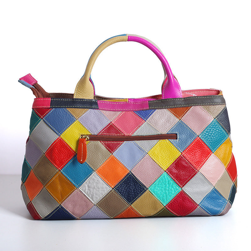 Leather Color Block Handbag