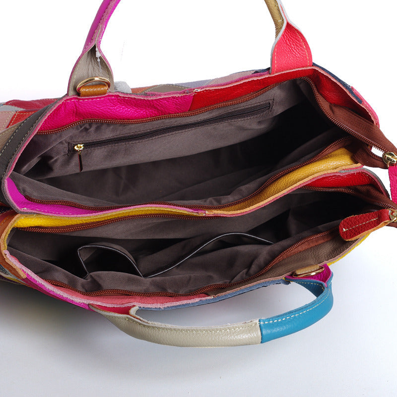 Leather Color Block Handbag
