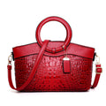 Croc-Embossed Ring Handle Handbag