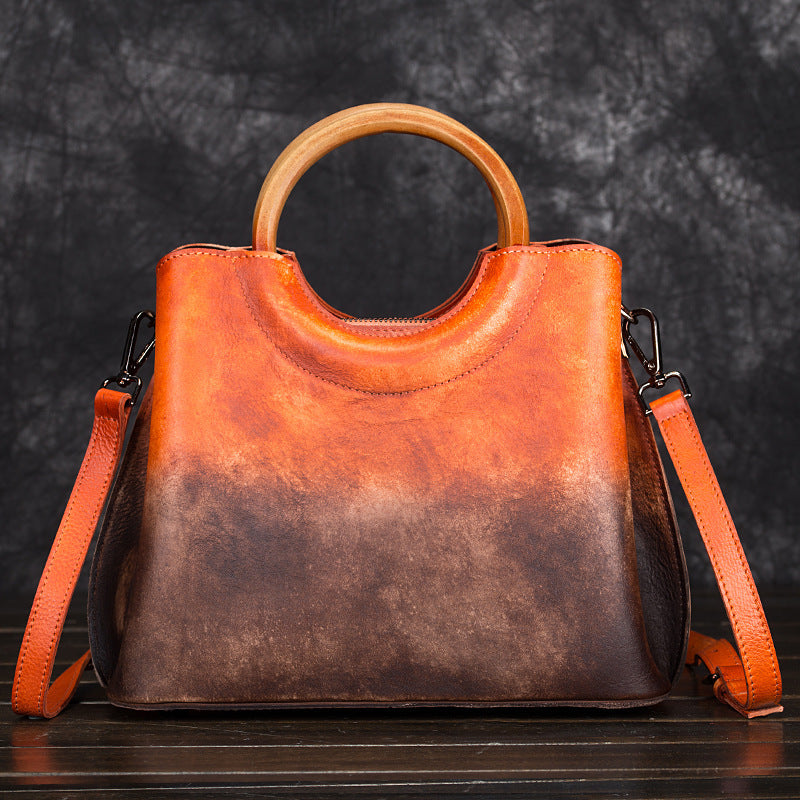 Leather Hand-Painted Suede Handbag