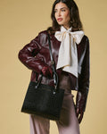 Patrizia (black) - Italian calf leather women's handbag (with shoulder strap)