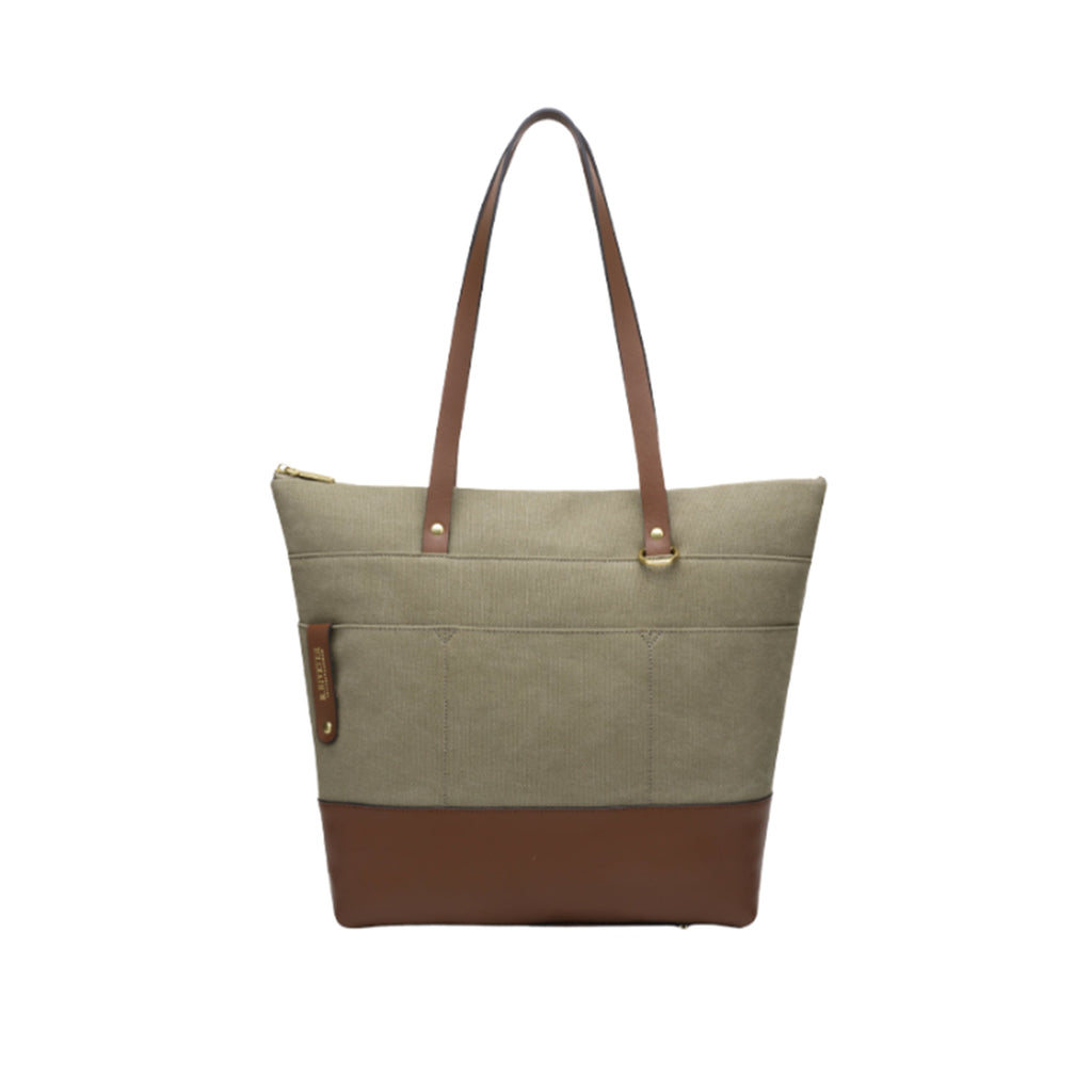 Harriet Tote Bag | Fatigue Washed Canvas + Brown Leather