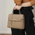 Litchi Pattern Lock Vintage Handbag