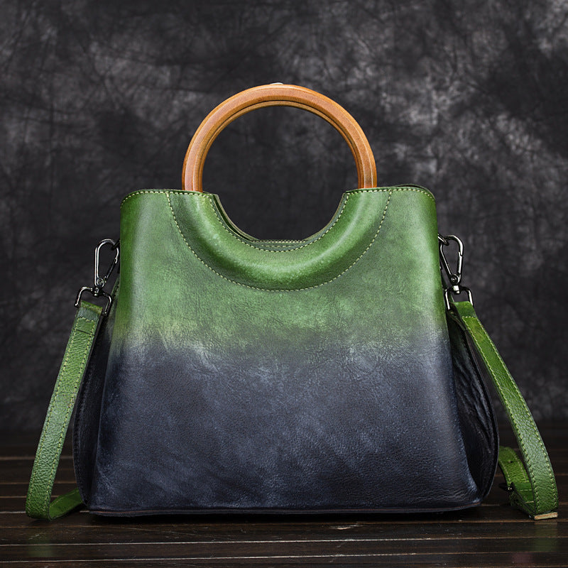 Leather Hand-Painted Suede Handbag