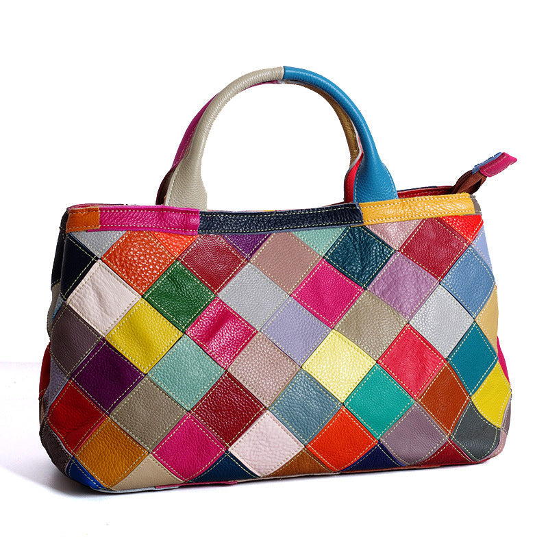 Leather Color Block Handbag