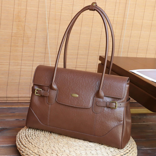 Cowhide Large-capacity Commuter Tote Bag