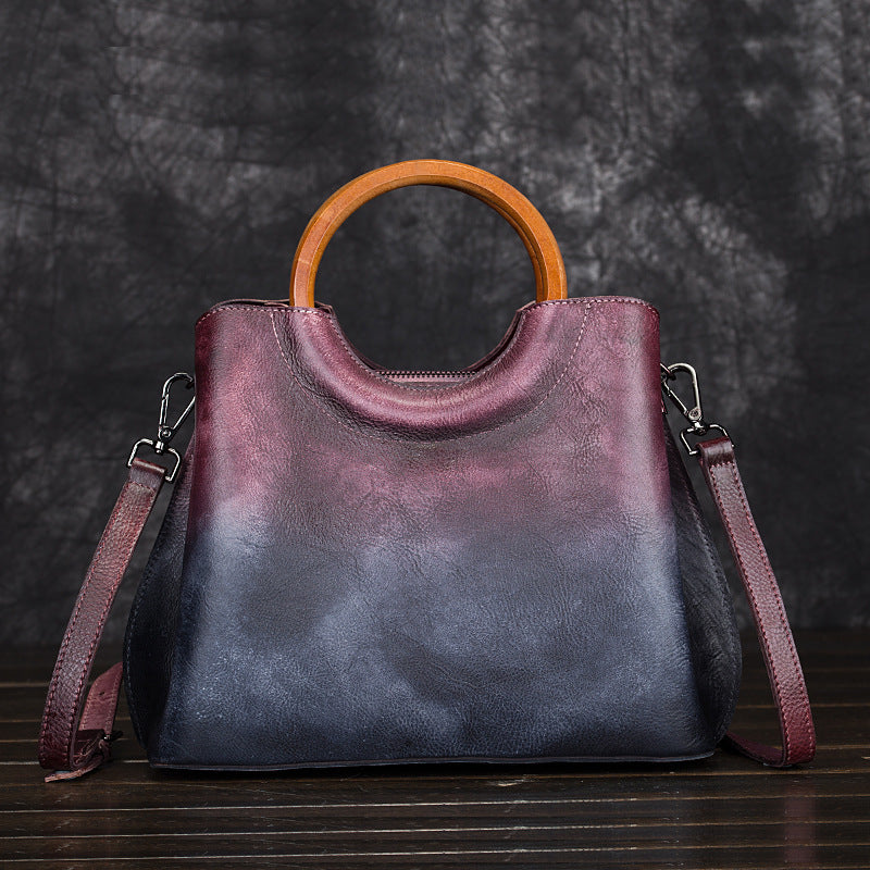 Leather Hand-Painted Suede Handbag
