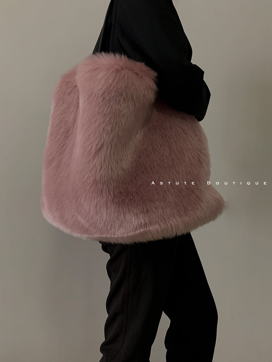 Plush Faux Fur Shoulder Bag