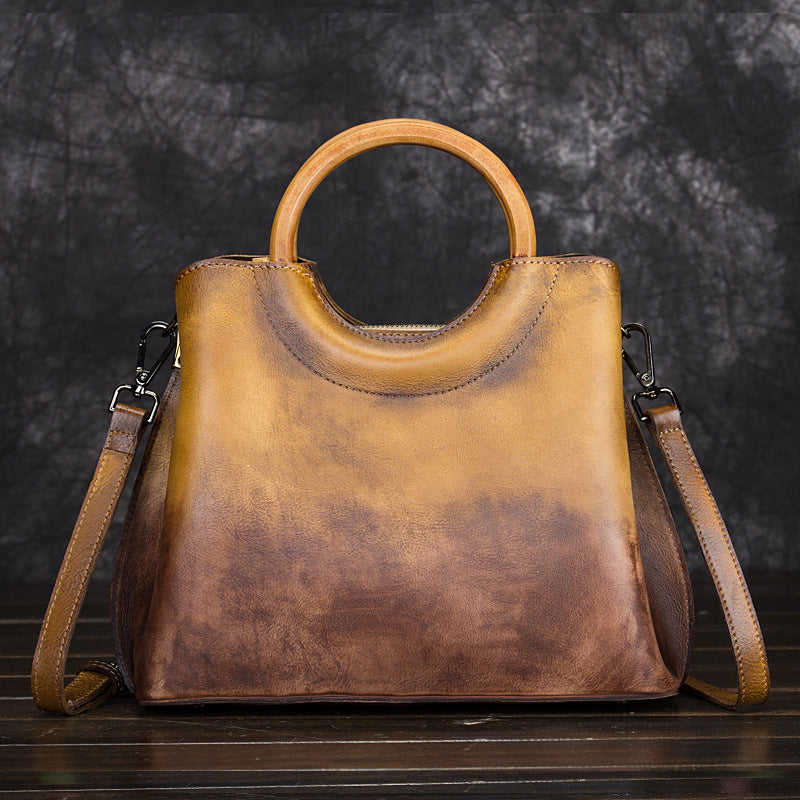 Leather Hand-Painted Suede Handbag
