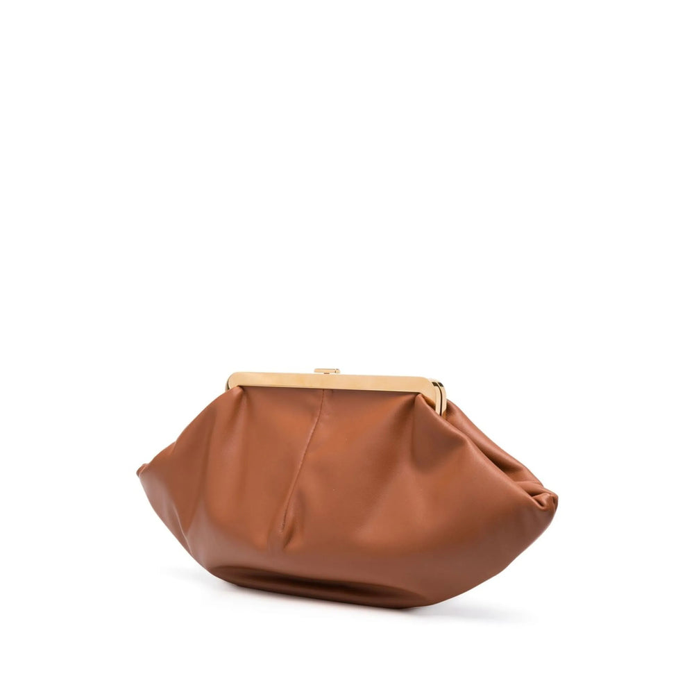 Celine Triomphe Brown Leather Frame Clutch