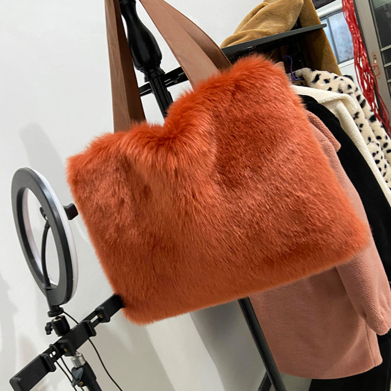 Plush Faux Fur Shoulder Bag