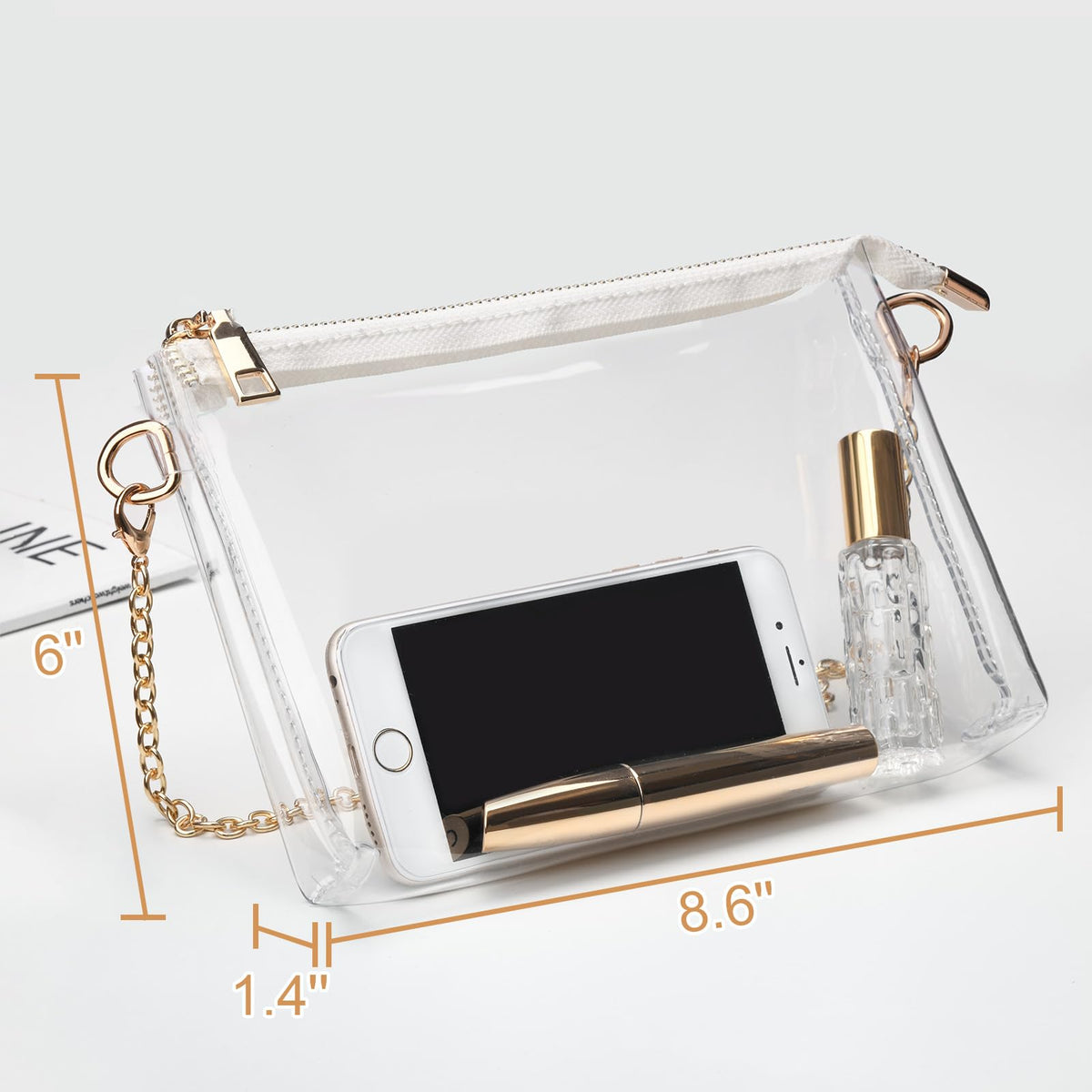 BS-VOG Clear Purse for Women - Stadium Approved Small Crossbody Bag with Zipper