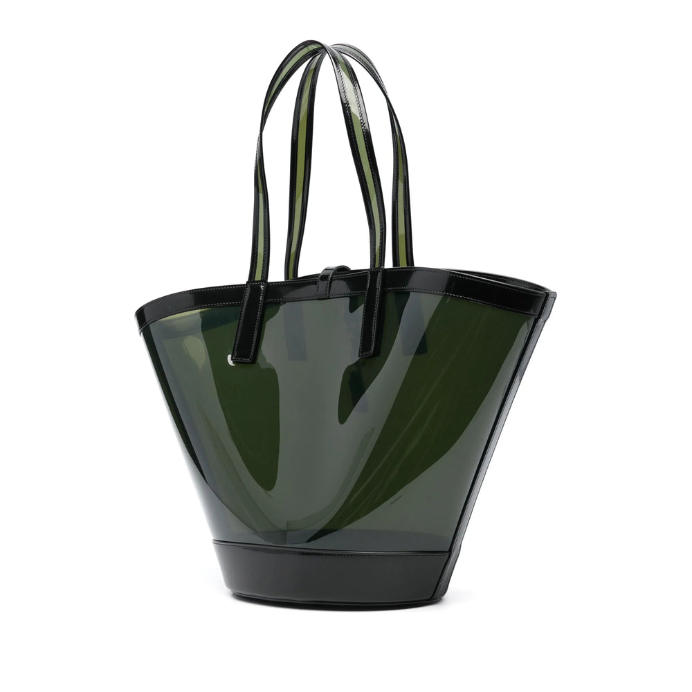Saint Laurent Le 37 Green Translucent Tote with Leather Trim