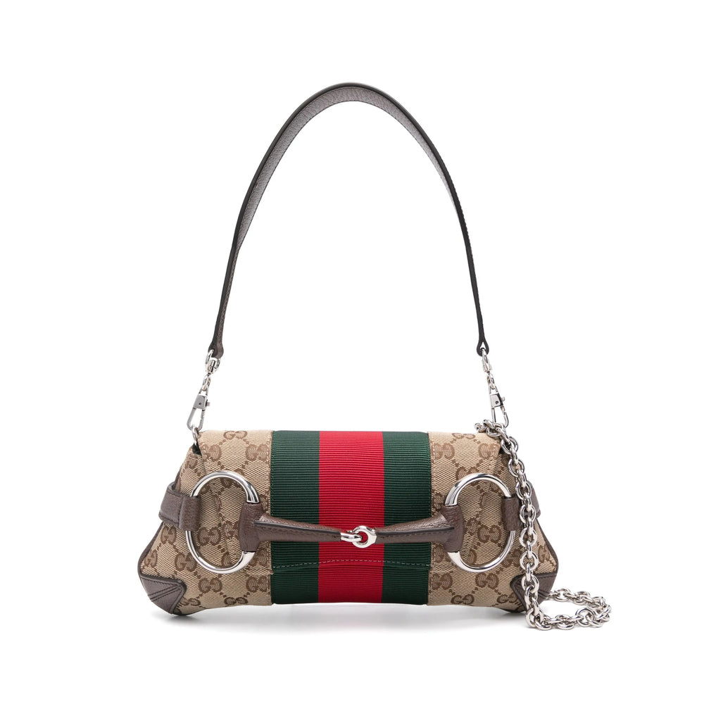 Gucci Horsebit Chain GG Canvas Shoulder Bag