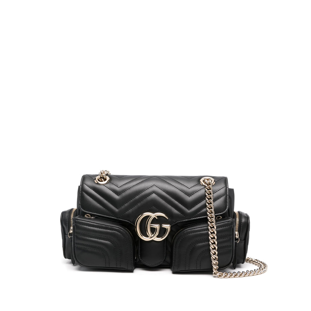 Gucci GG Marmont Black Quilted Leather Multi-Pocket Shoulder Bag