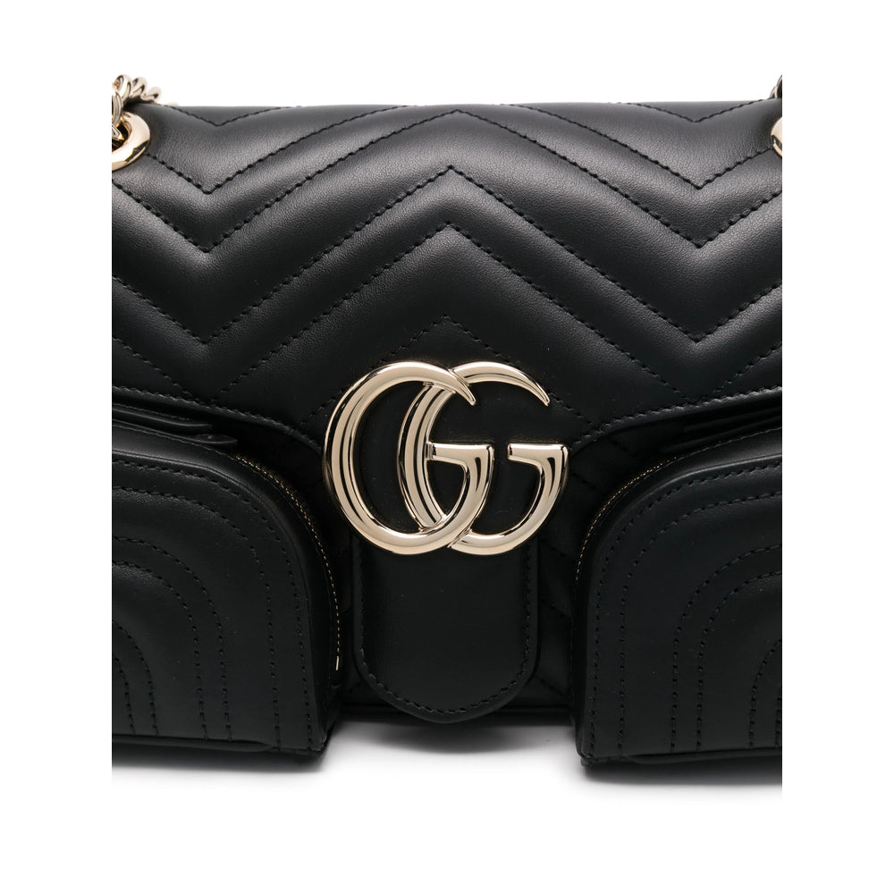 Gucci GG Marmont Black Quilted Leather Multi-Pocket Shoulder Bag