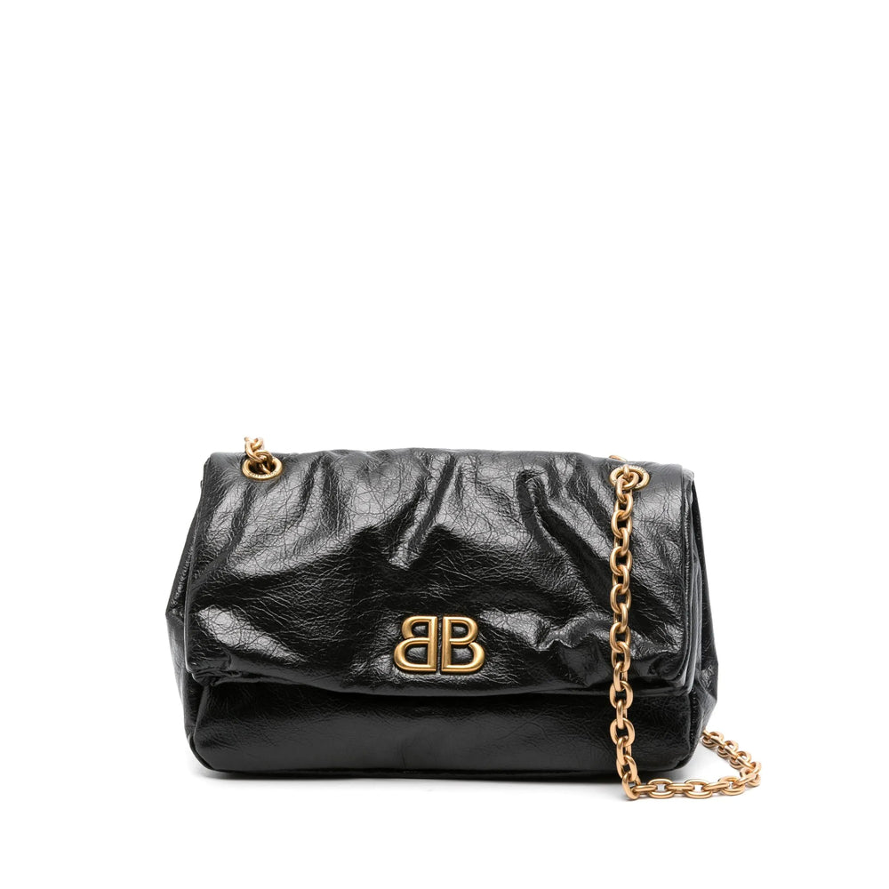 Balenciaga BB Soft Black Leather Chain Shoulder Bag
