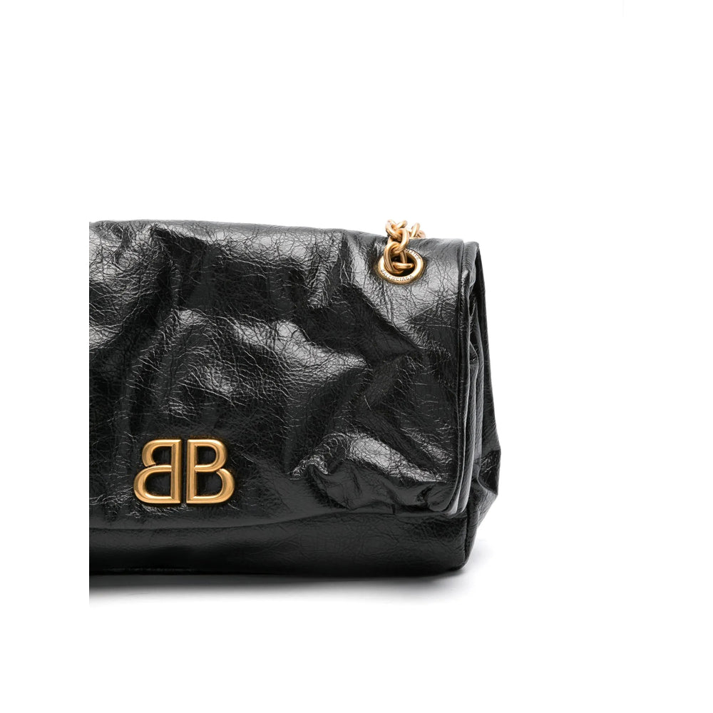 Balenciaga BB Soft Black Leather Chain Shoulder Bag