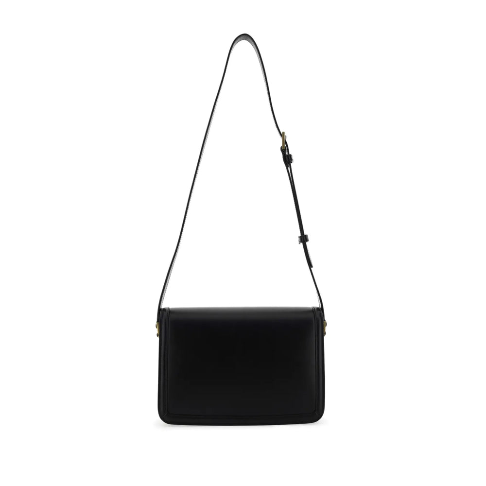 Gucci Black Leather Tote Bag with Web Buckle