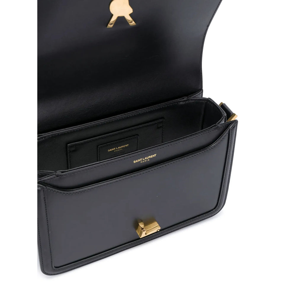 Gucci Black Leather Tote Bag with Web Buckle