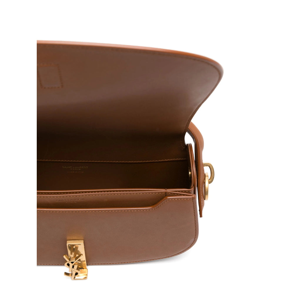 Saint Laurent Solferino Beige Canvas and Leather Satchel.