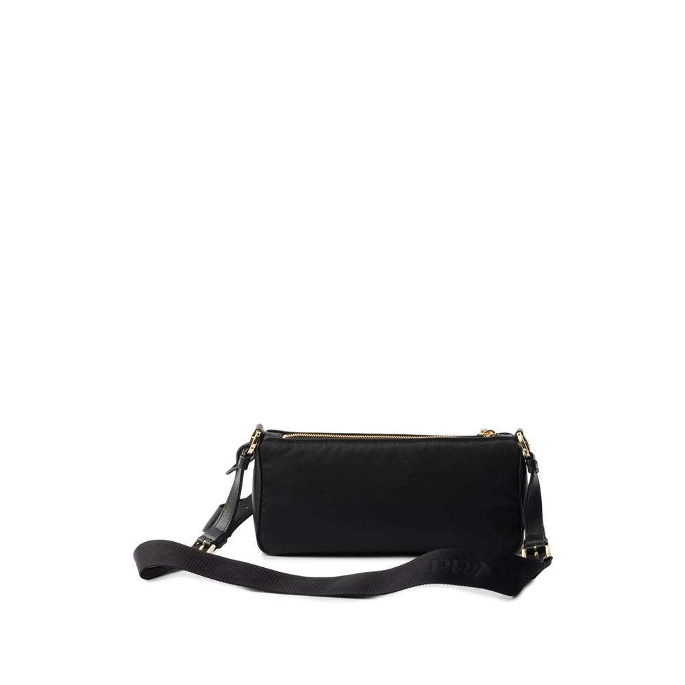 Prada Black Re-Nylon Shoulder Bag with Padlock