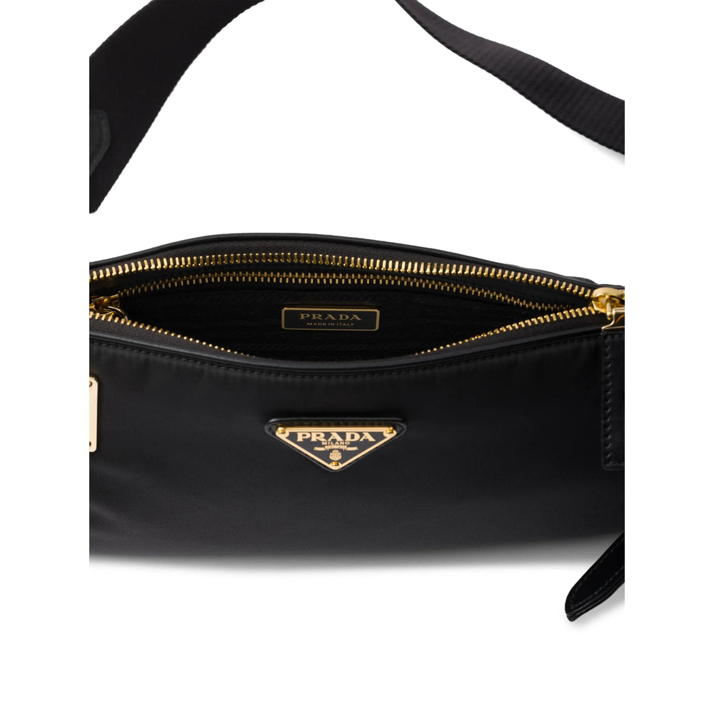 Prada Black Re-Nylon Shoulder Bag with Padlock