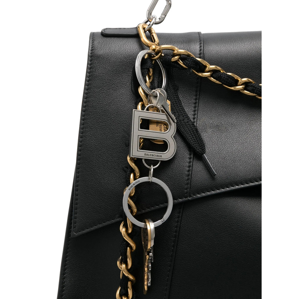 Balenciaga Rodeo Black Leather Handbag with Charms