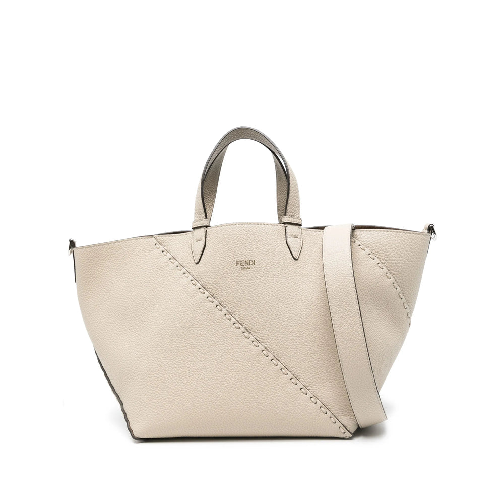 Fendi Selleria Beige Leather Tote Bag