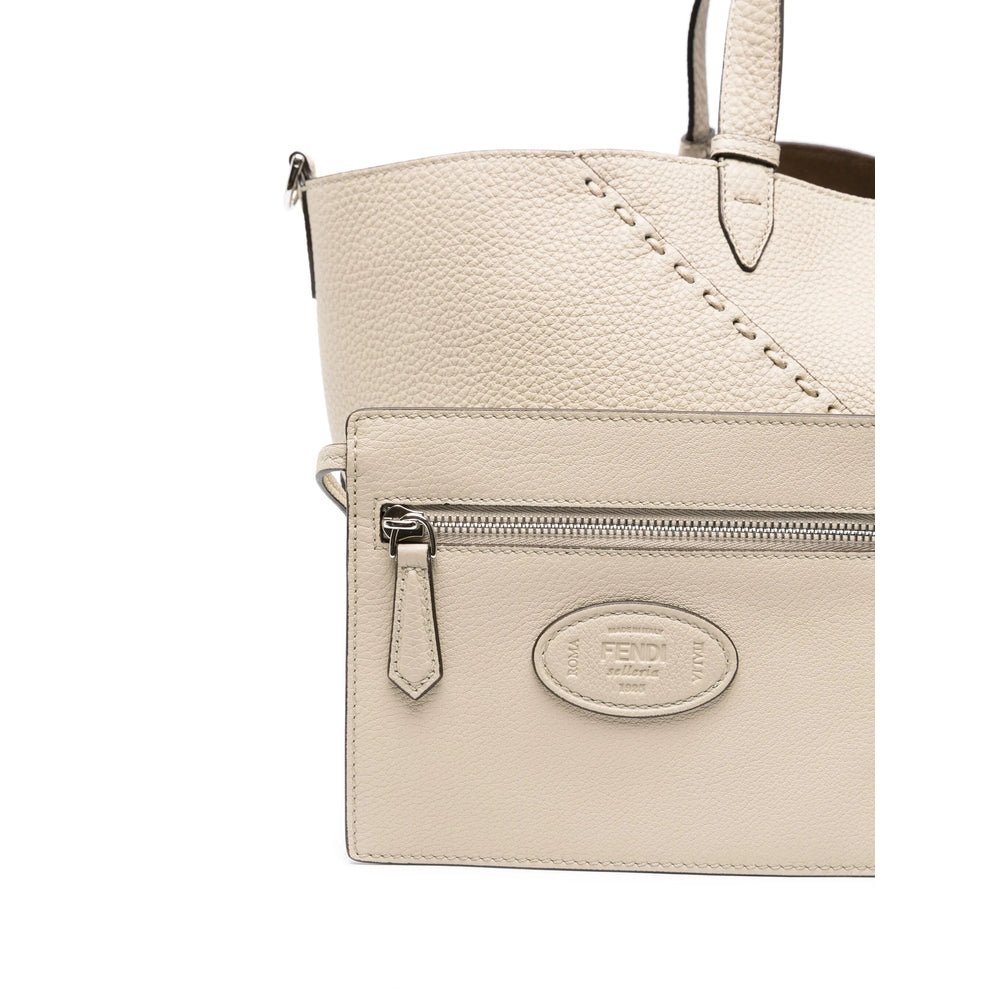 Fendi Selleria Beige Leather Tote Bag