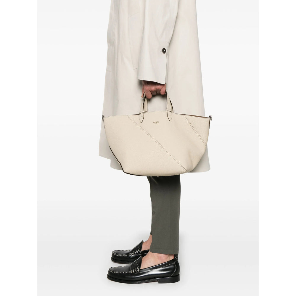 Fendi Selleria Beige Leather Tote Bag