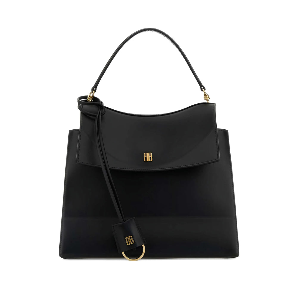 Balenciaga Carrie Black Leather Shoulder Bag