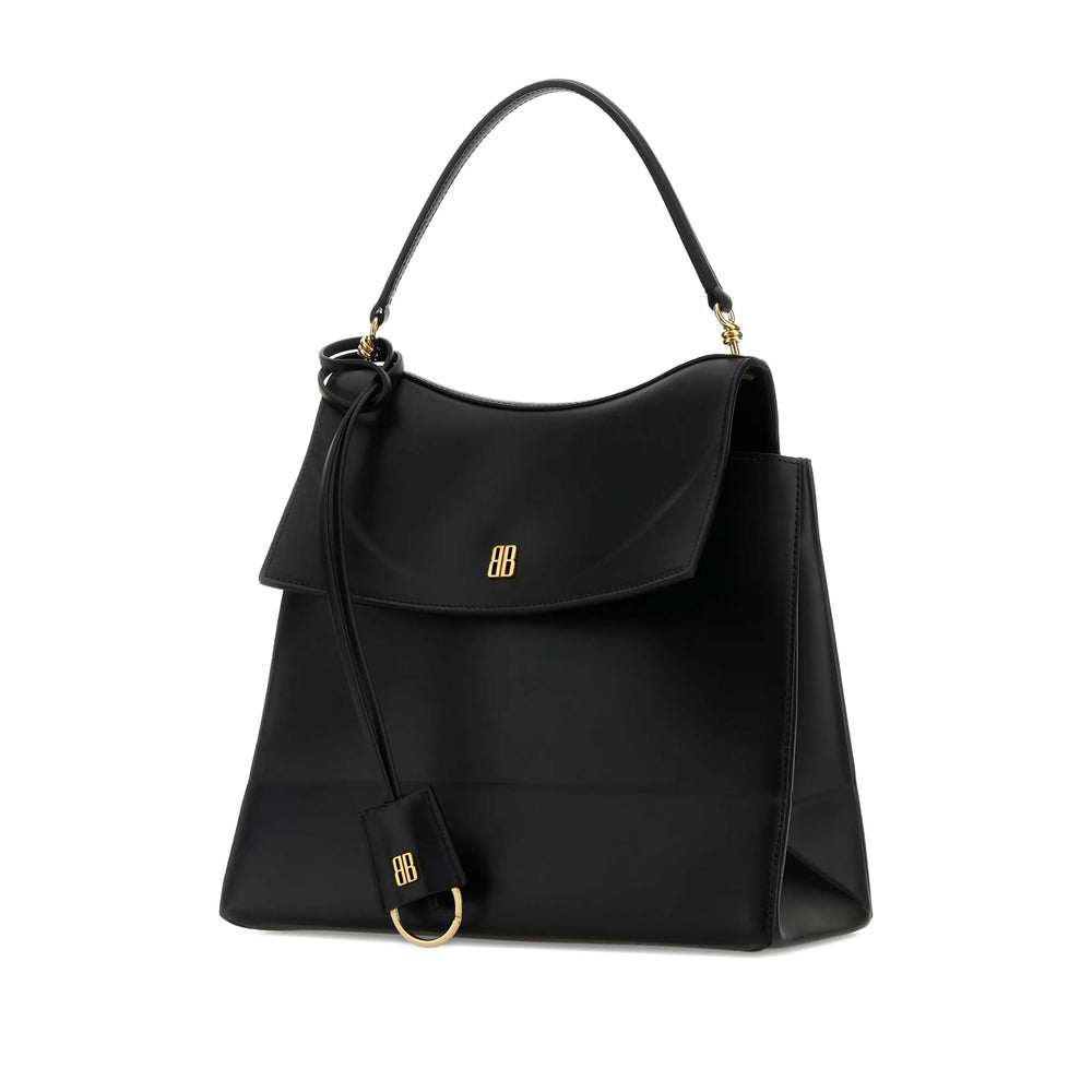Balenciaga Carrie Black Leather Shoulder Bag