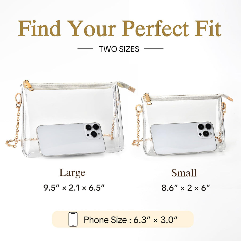 BS-VOG Clear Purse for Women - Stadium Approved Small Crossbody Bag with Zipper