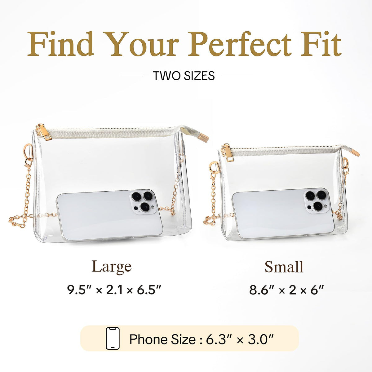 BS-VOG Clear Purse for Women - Stadium Approved Small Crossbody Bag with Zipper