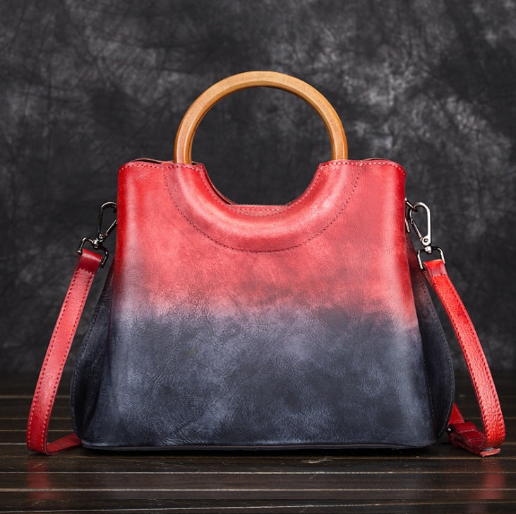 Leather Hand-Painted Suede Handbag