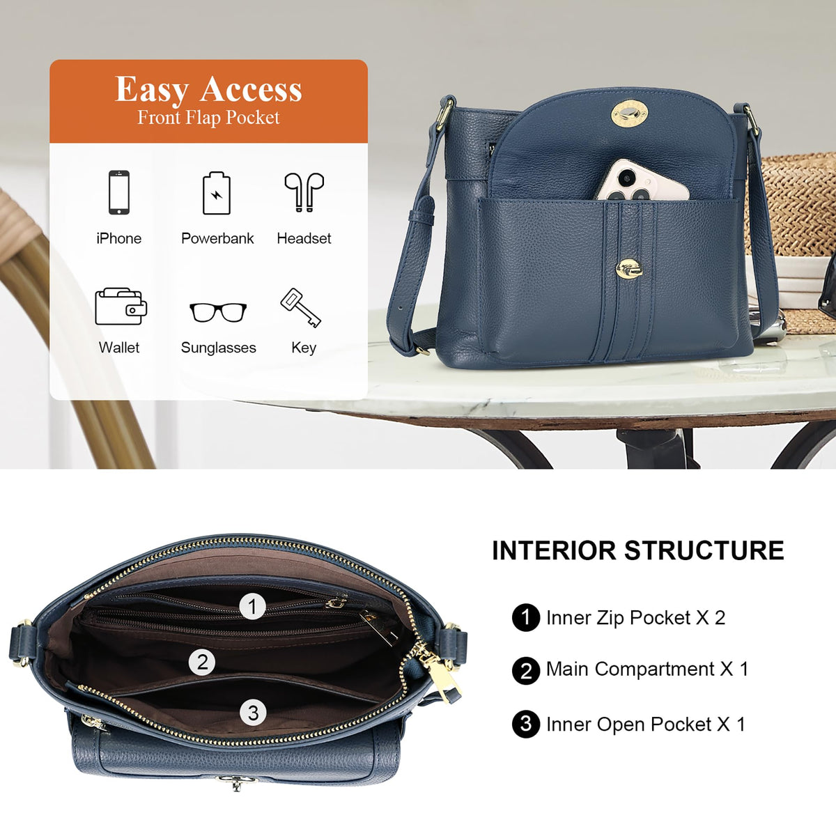 Earth Genuine Leather Crossbody Bag