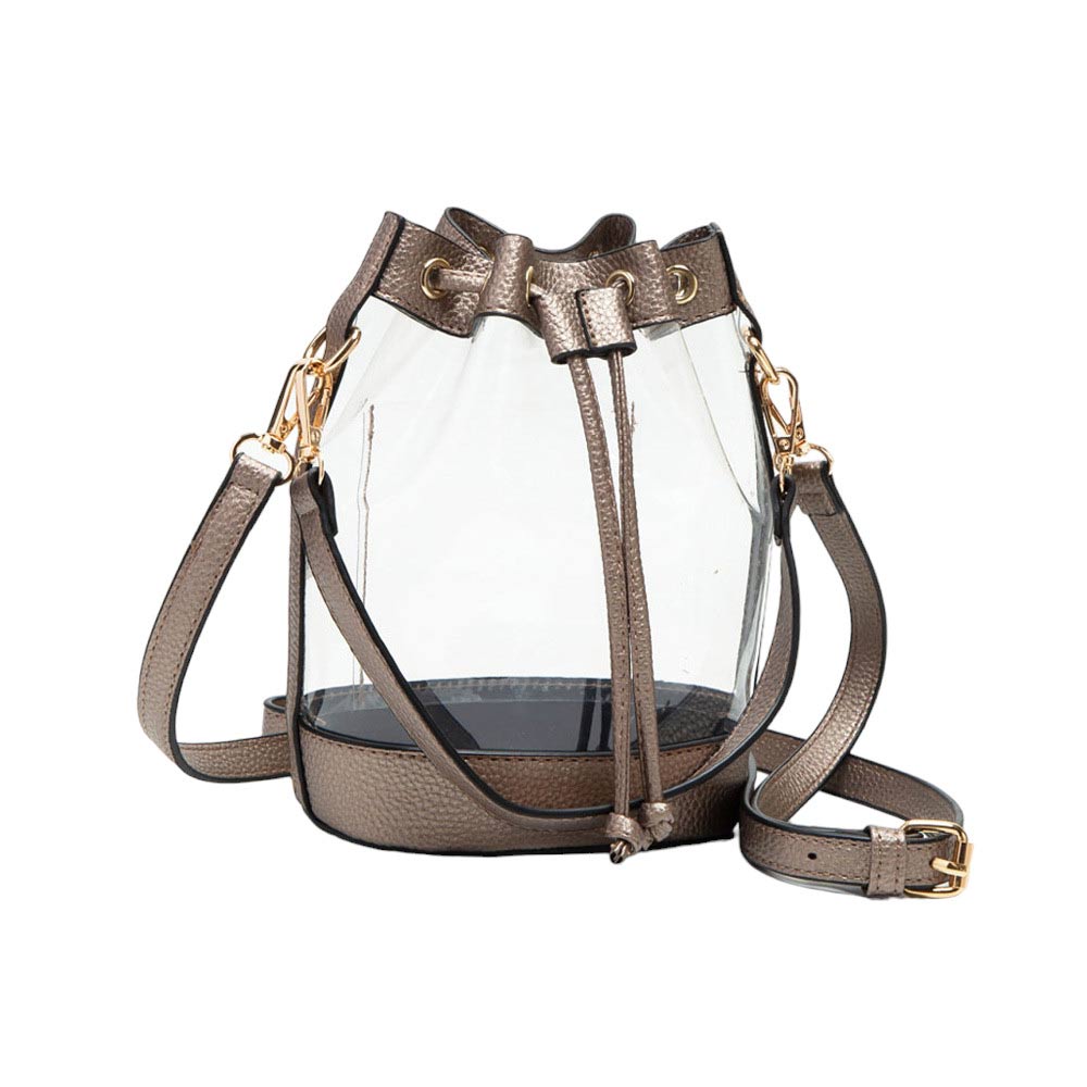 Faux Leather Transparent Bucket Bag