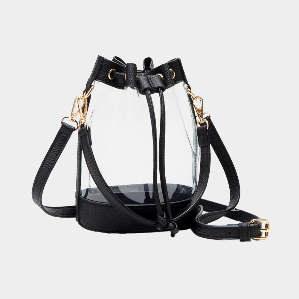 Faux Leather Transparent Bucket Bag