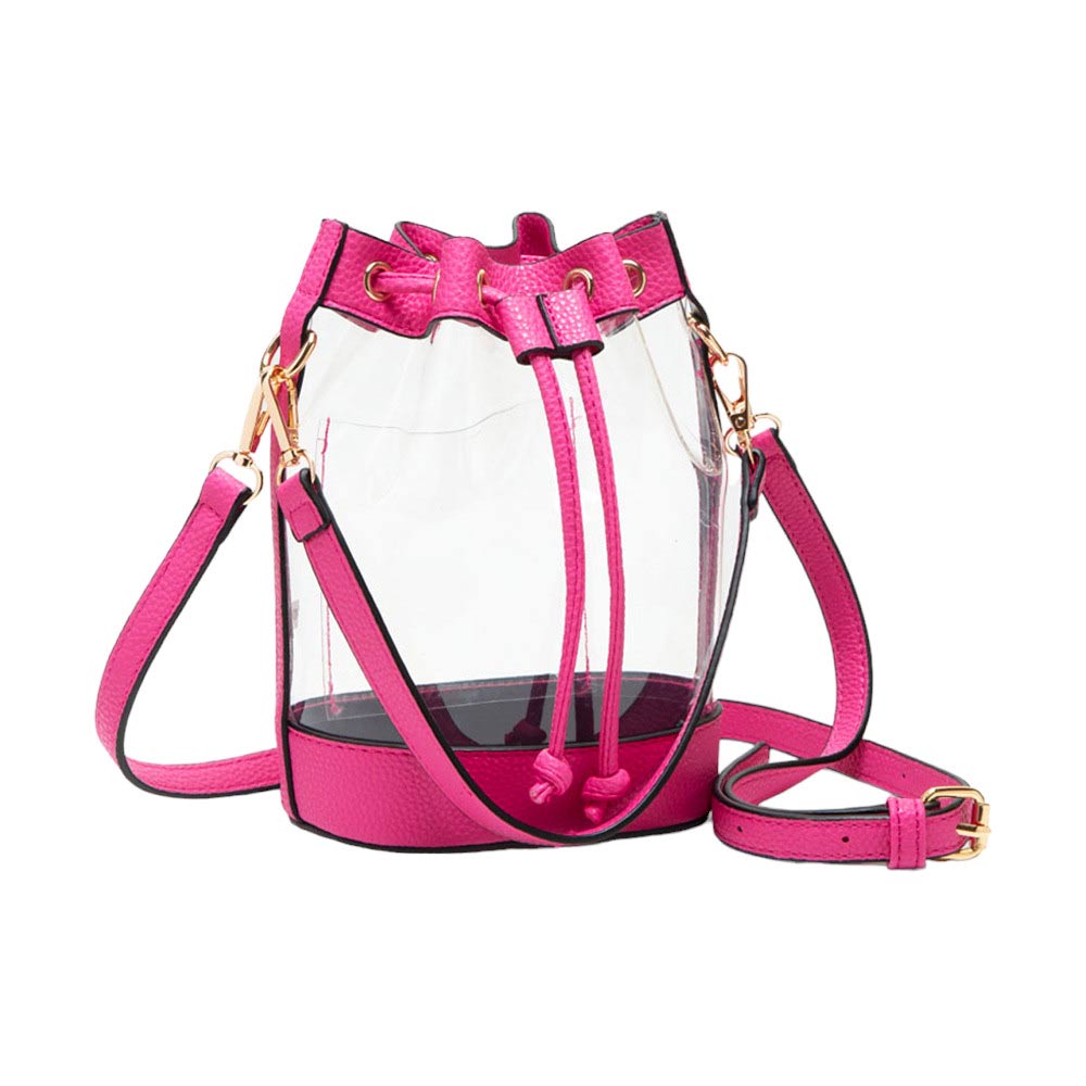 Faux Leather Transparent Bucket Bag