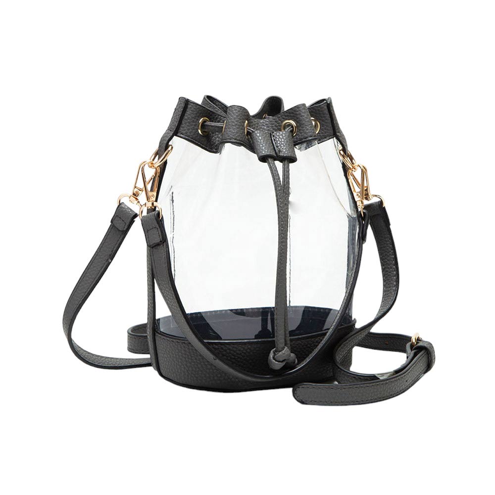 Faux Leather Transparent Bucket Bag