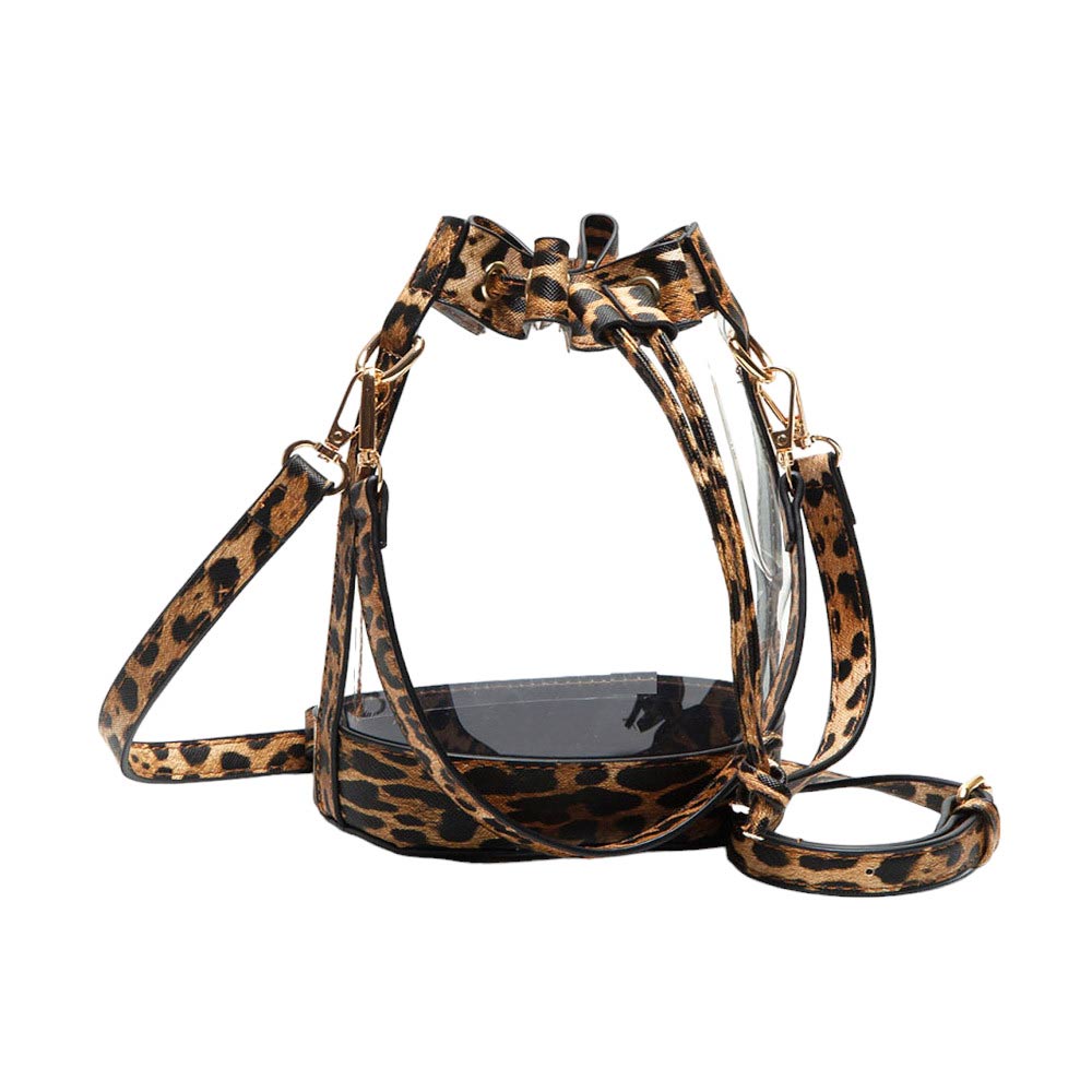 Faux Leather Transparent Bucket Bag