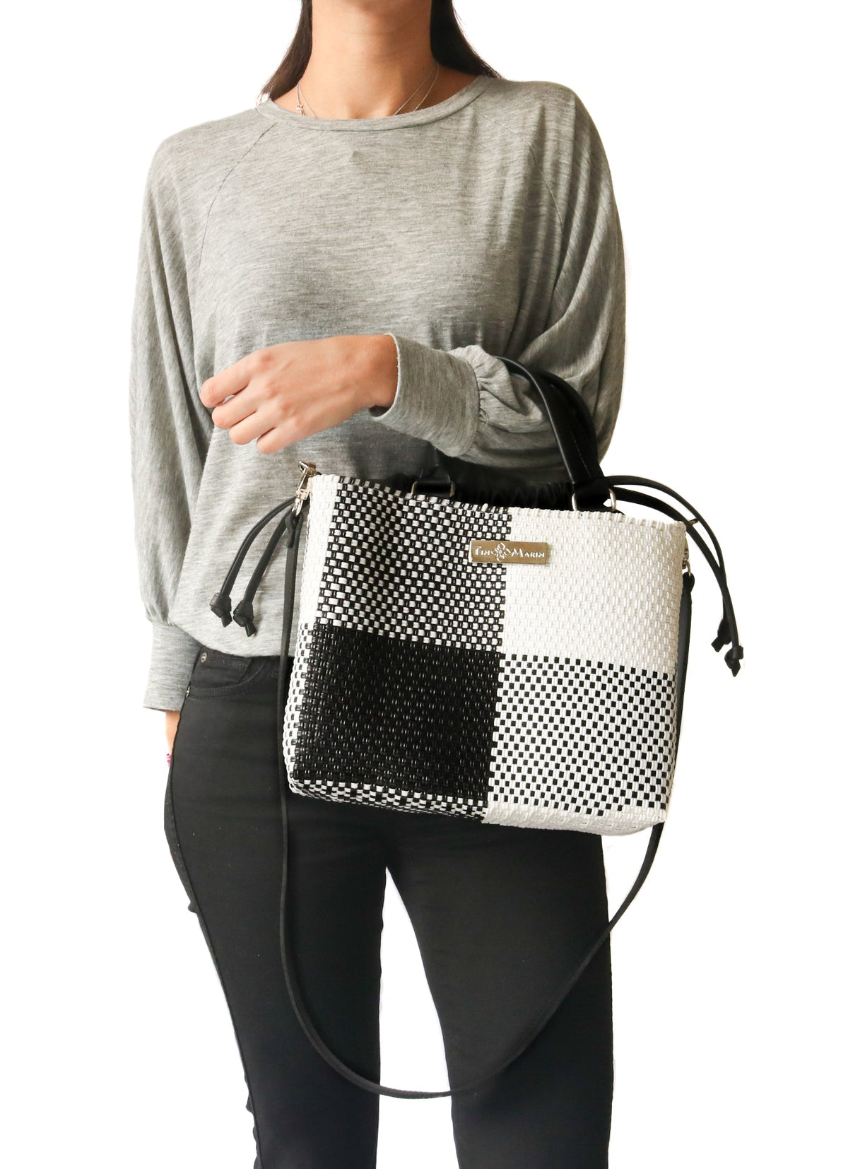 Lucy Medium Woven Crossbody Drawstring Bag