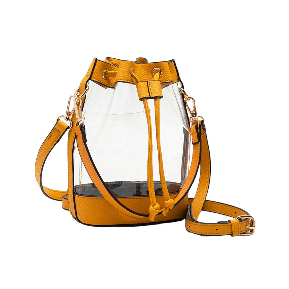 Faux Leather Transparent Bucket Bag
