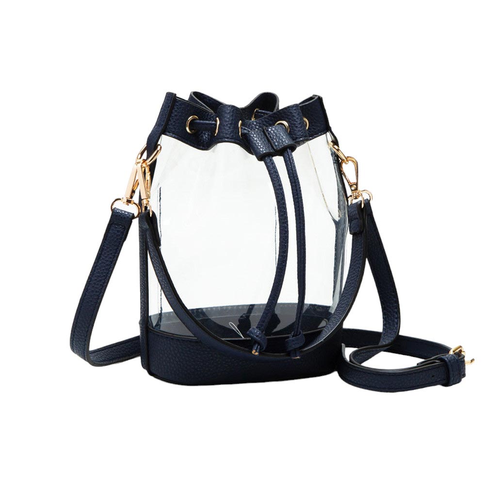 Faux Leather Transparent Bucket Bag