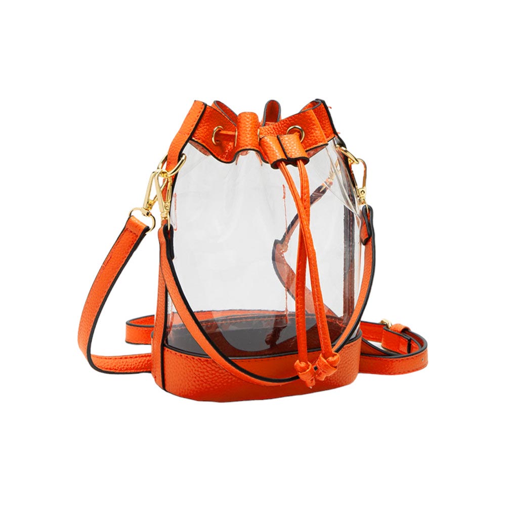 Faux Leather Transparent Bucket Bag