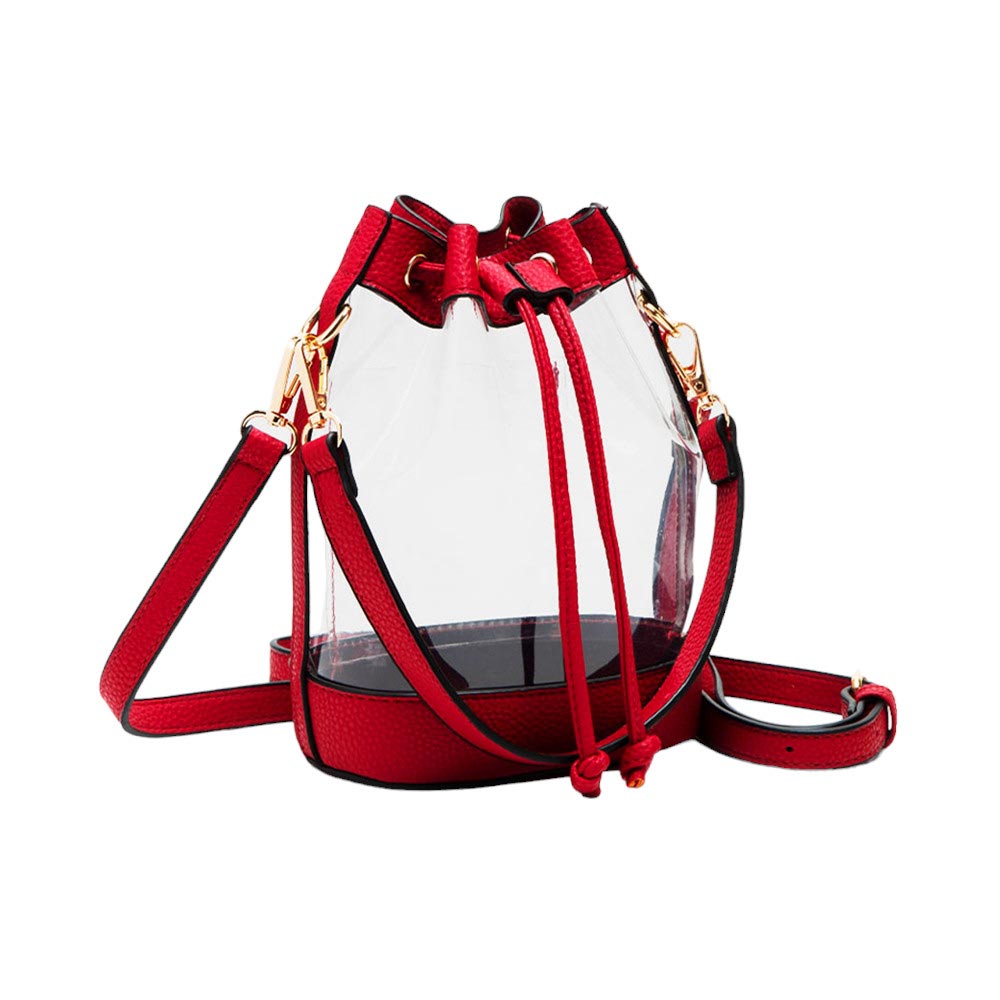 Faux Leather Transparent Bucket Bag
