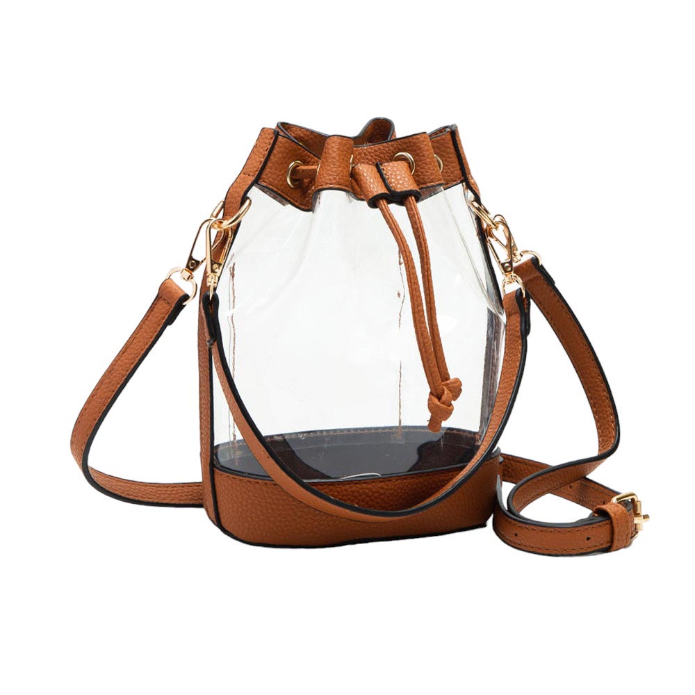 Faux Leather Transparent Bucket Bag