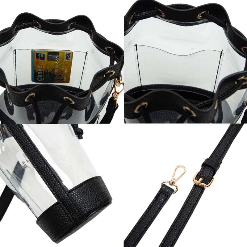 Faux Leather Transparent Bucket Bag