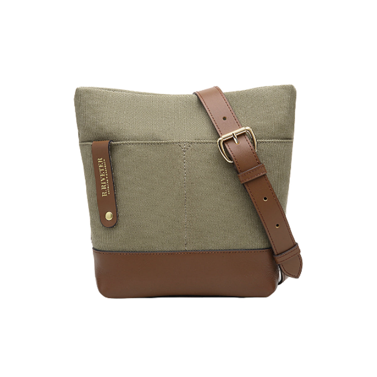 Betsy Bucket Bag | Fatigue Washed Canvas + Brown Leather